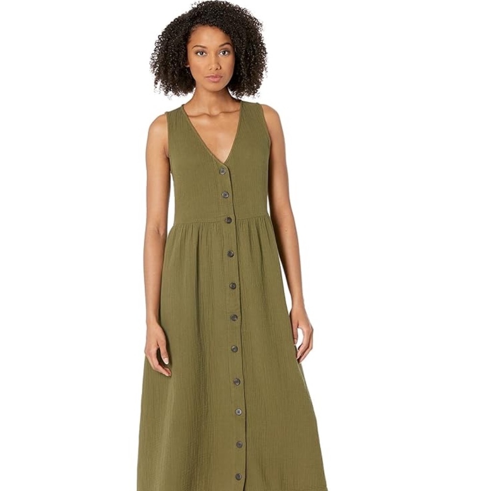 Madewell lightspun cotton button-front tank midi dress 1X